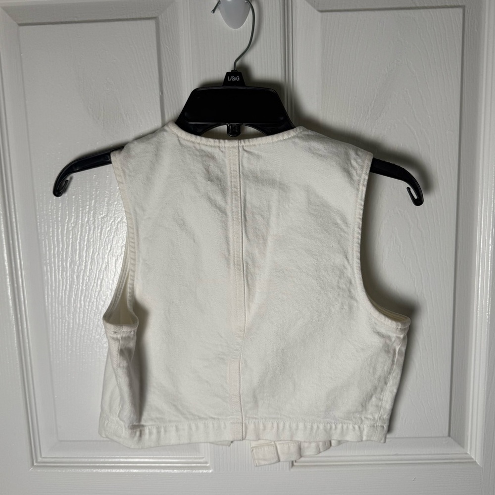 Reformation Cher Denim Two Piece Set in White 2 - Picture 8 of 13